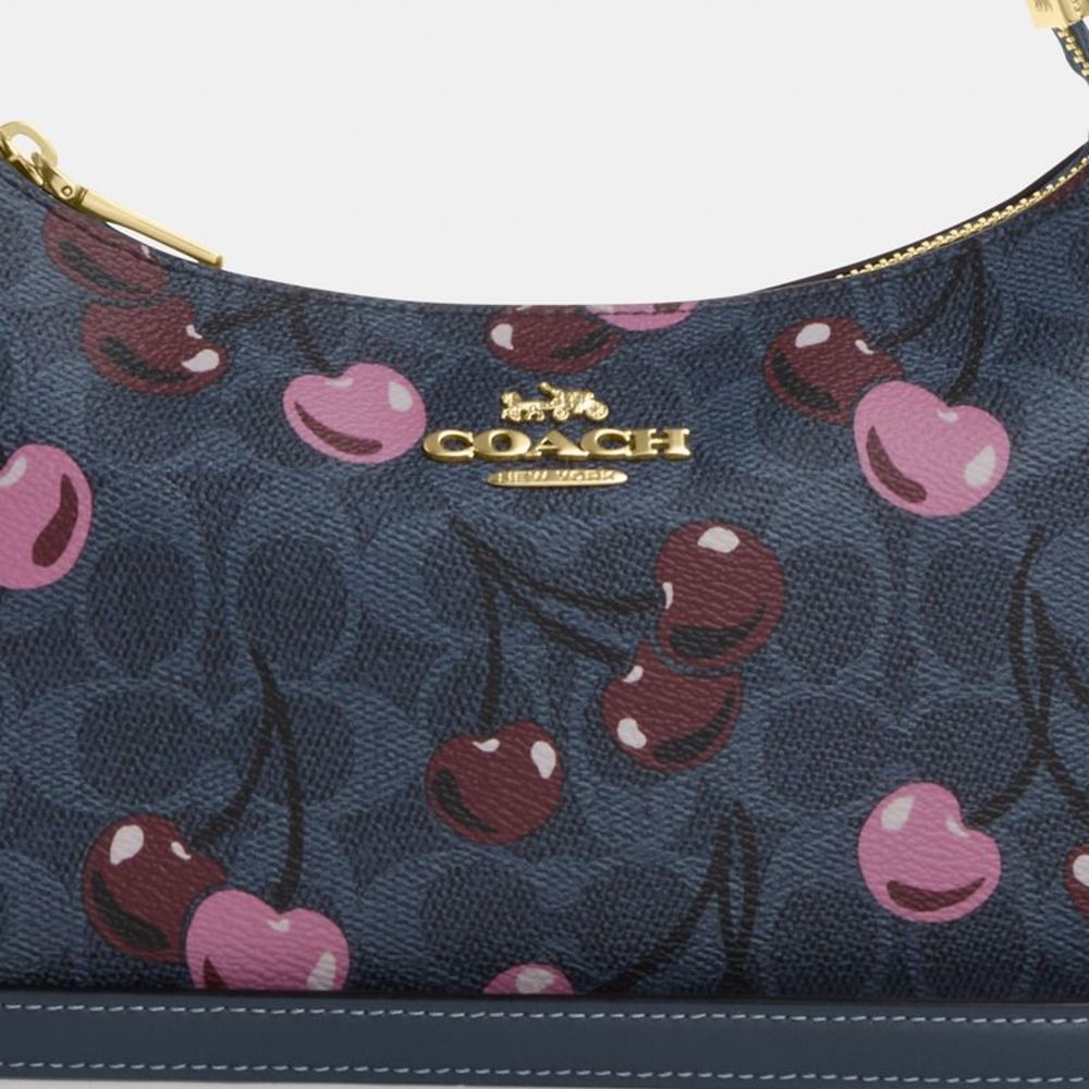 NWT Coach Outlet Teri Shoulder Bag In Signature Canvas Cherry Print - Picture 4 of 7